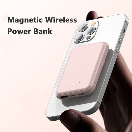 Mini Fast Charging Magnetic Wireless Power Bank 5000 MAh Portable capnig