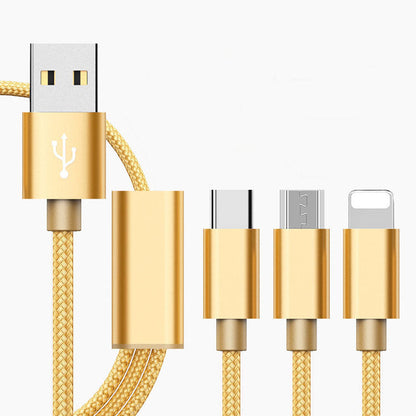 Three-in-one charging cable for mobile phones capnig