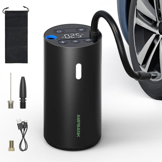 AMPBANK AT004 Smart Portable Tire Air Pump For Cars, Motorcycles, Bicycles And Balls With Pressure Gauge And LED Screen For Fast Inflation Smart Life
