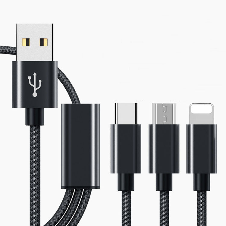 Three-in-one charging cable for mobile phones capnig