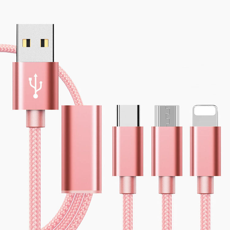 Three-in-one charging cable for mobile phones capnig
