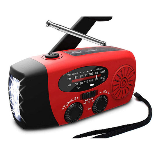 Solar hand crank USB charging radio flashlight capnig