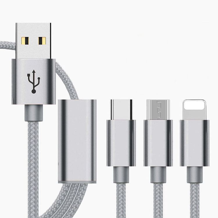 Three-in-one charging cable for mobile phones capnig