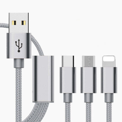 Three-in-one charging cable for mobile phones capnig
