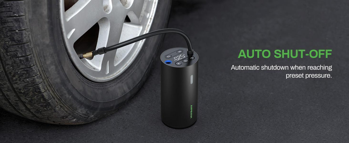 AMPBANK AT004 Smart Portable Tire Air Pump For Cars, Motorcycles, Bicycles And Balls With Pressure Gauge And LED Screen For Fast Inflation Smart Life