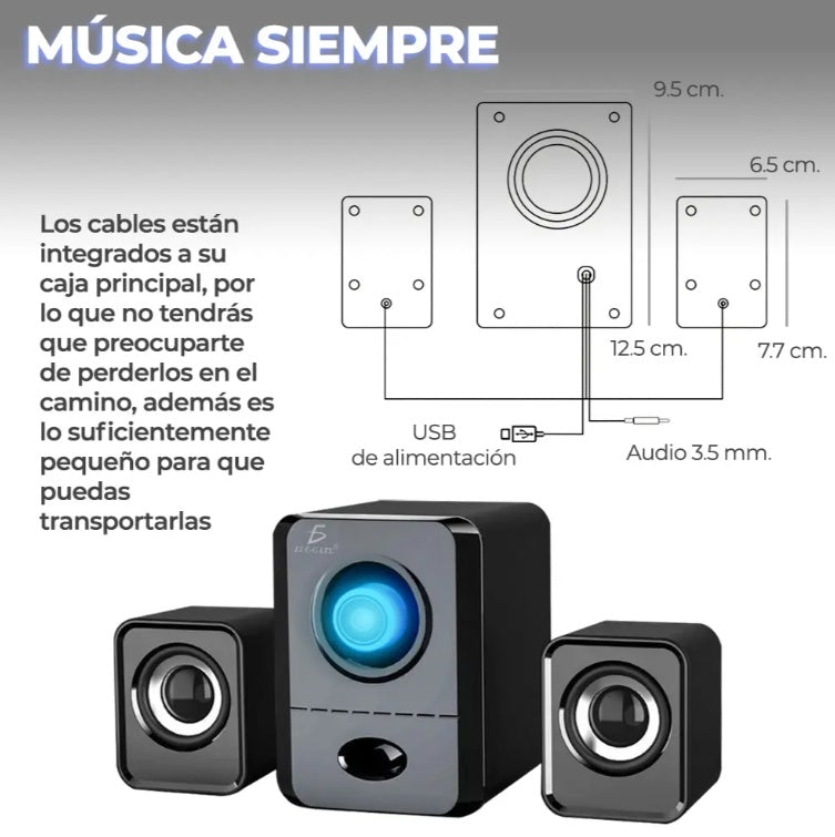 2.1 Subwoofer Speaker 3.5mm Stereo Bass Sound Box capnig