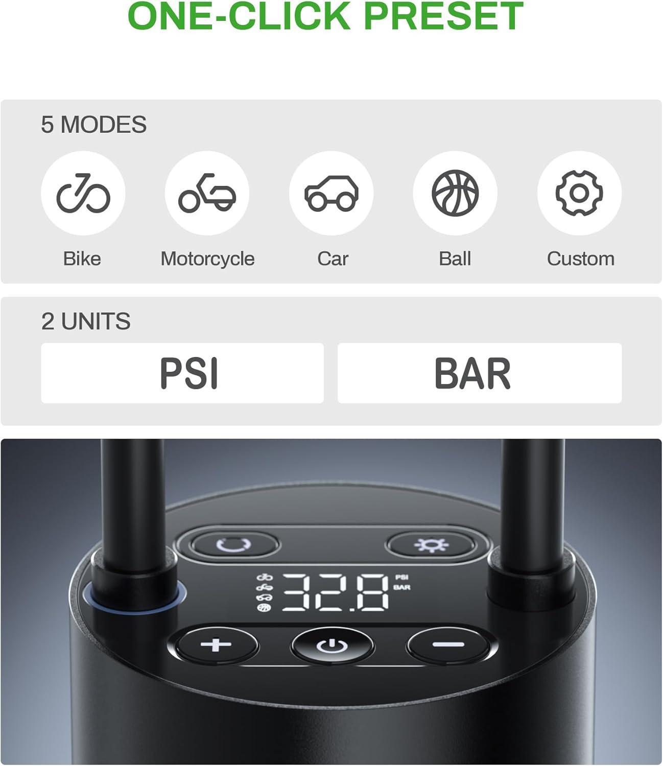 AMPBANK AT004 Smart Portable Tire Air Pump For Cars, Motorcycles, Bicycles And Balls With Pressure Gauge And LED Screen For Fast Inflation Smart Life