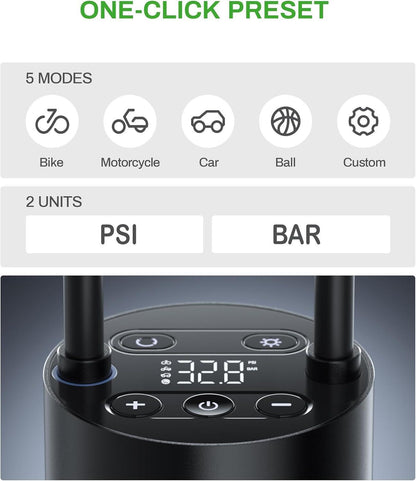 AMPBANK AT004 Smart Portable Tire Air Pump For Cars, Motorcycles, Bicycles And Balls With Pressure Gauge And LED Screen For Fast Inflation Smart Life