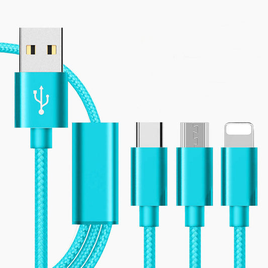 Three-in-one charging cable for mobile phones capnig