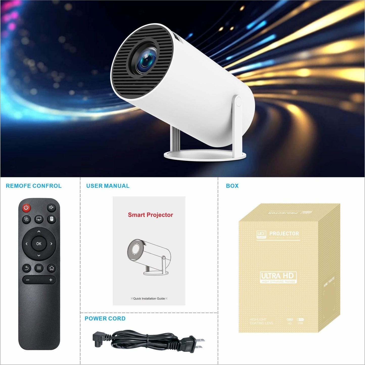 HY300 Pro Projector Home Theater Entertainment Portable Small Projector capnig